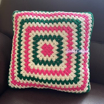 DIY材料包 3D立體玫瑰方格咕𠱸套 3D Rose Granny Square Pillowcase