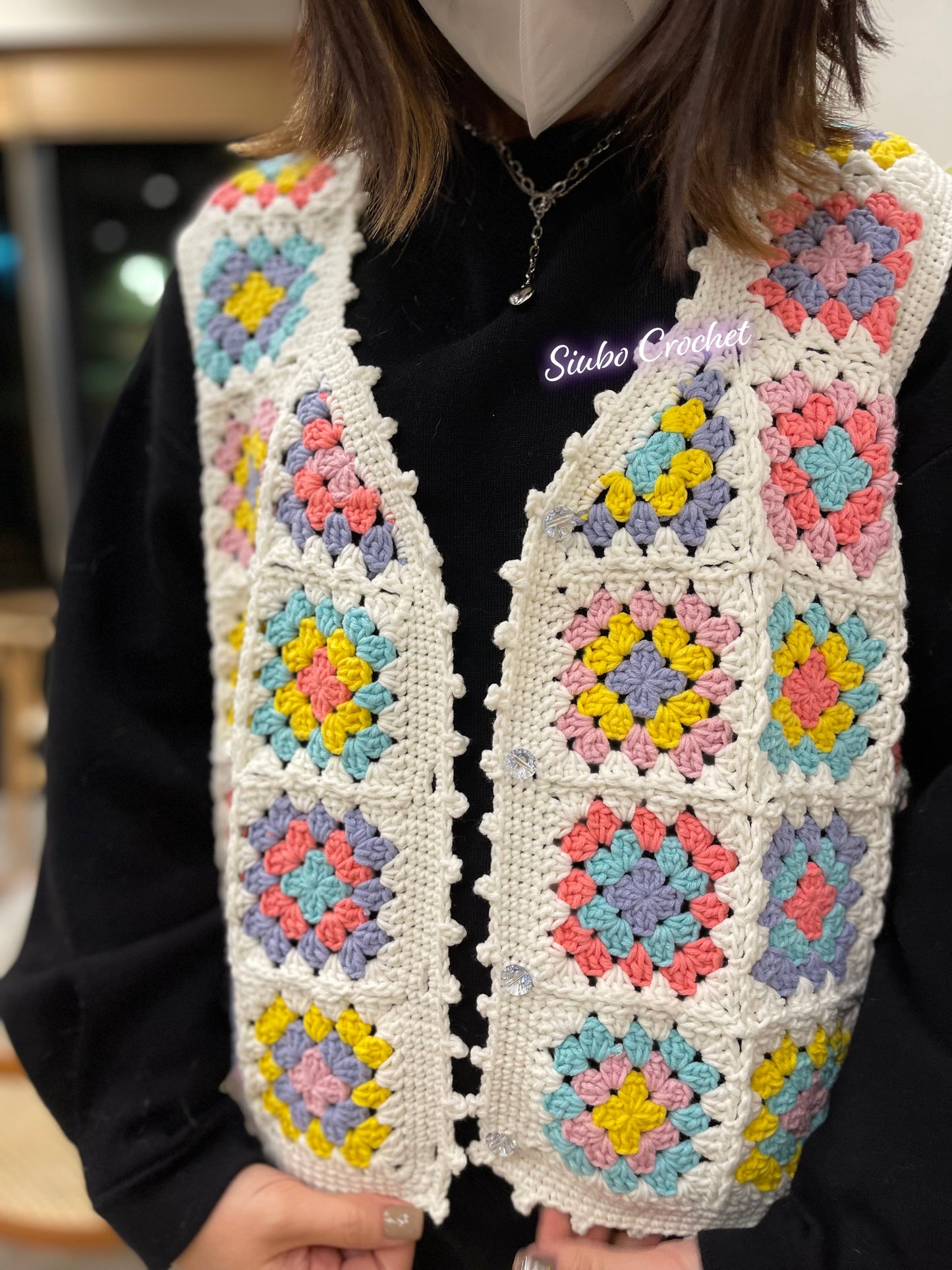 DIY材料包 方格背心 Granny Square Sweater Vest